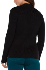 Liverpool Mock Neck Cable Sweater Black