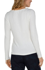 Liverpool Long Sleeve Boat Neck Knit Top Snow