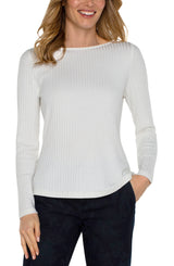 Liverpool Long Sleeve Boat Neck Knit Top Snow