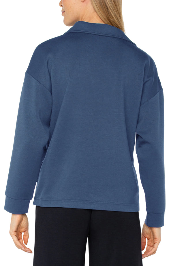 Liverpool V-Neck Popover With Collar Prussian Blue