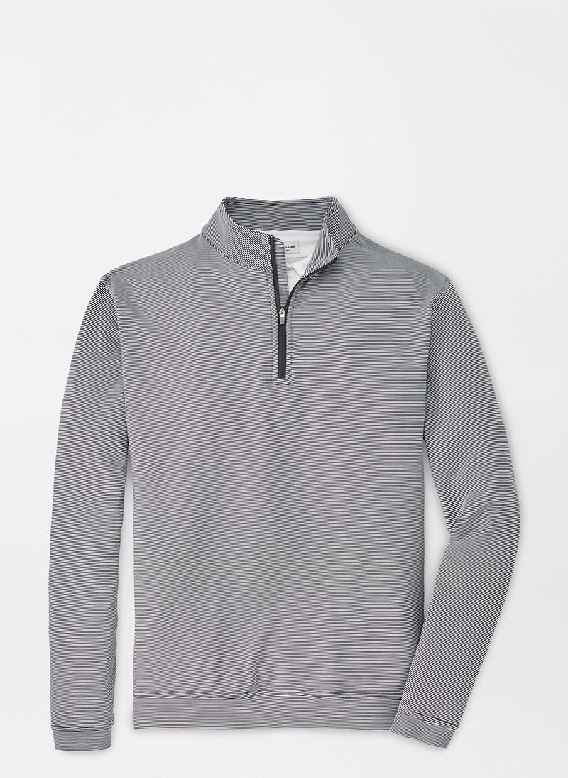 Peter Millar Perth Sugar Stripe Performance Quarter-Zip Iron/White