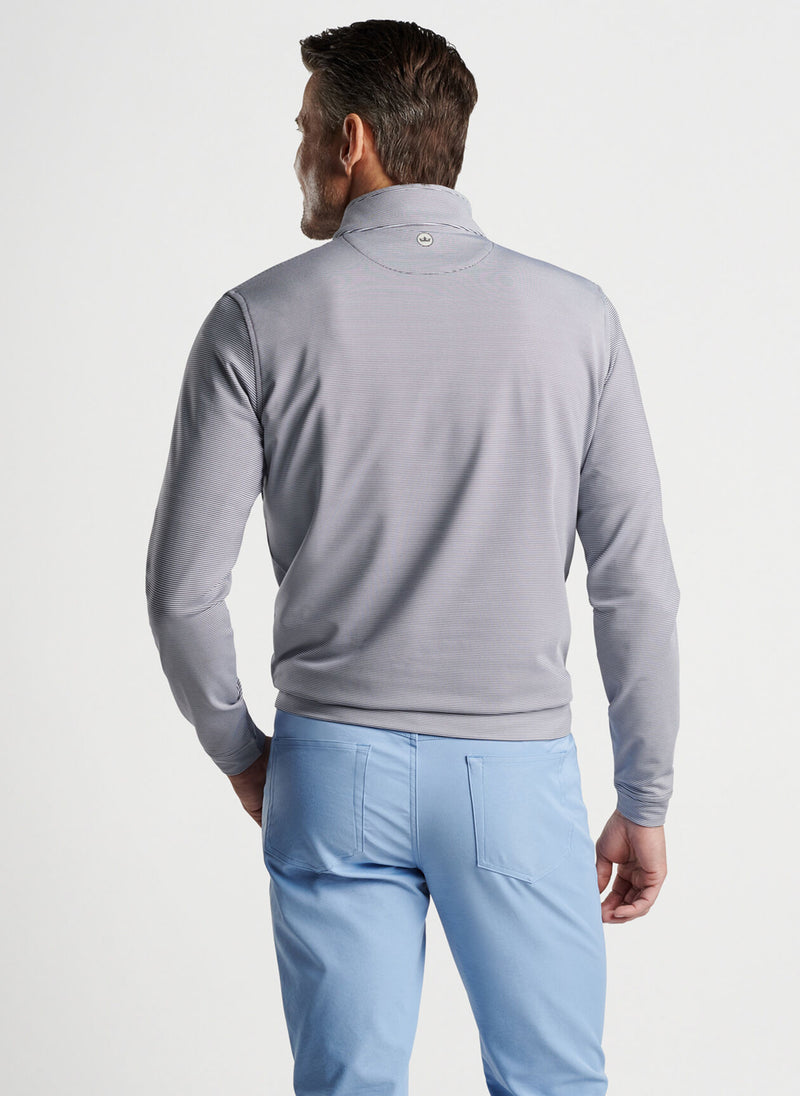 Peter Millar Perth Sugar Stripe Performance Quarter-Zip Iron/White