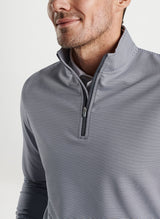 Peter Millar Perth Sugar Stripe Performance Quarter-Zip Iron/White