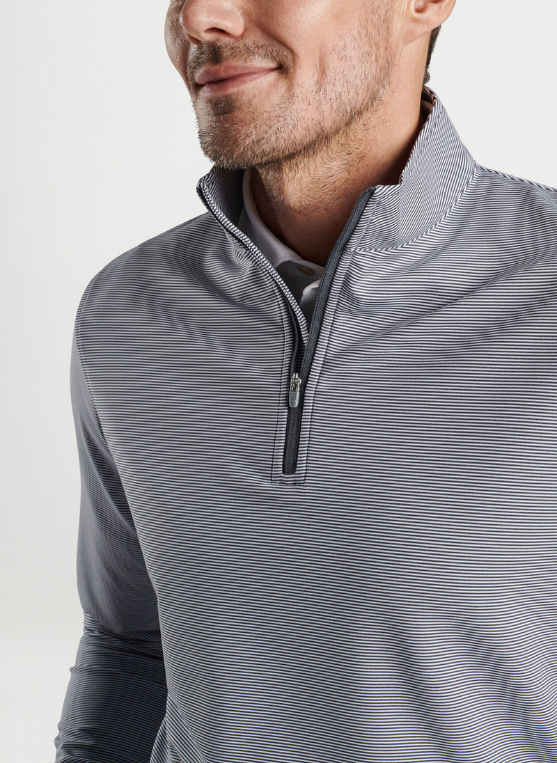 Peter Millar Perth Sugar Stripe Performance Quarter-Zip Iron/White