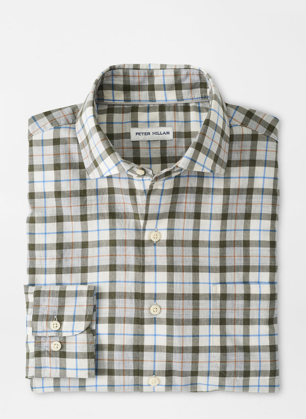 Peter Millar Alton Cotton Sport Shirt in Winter Ivory