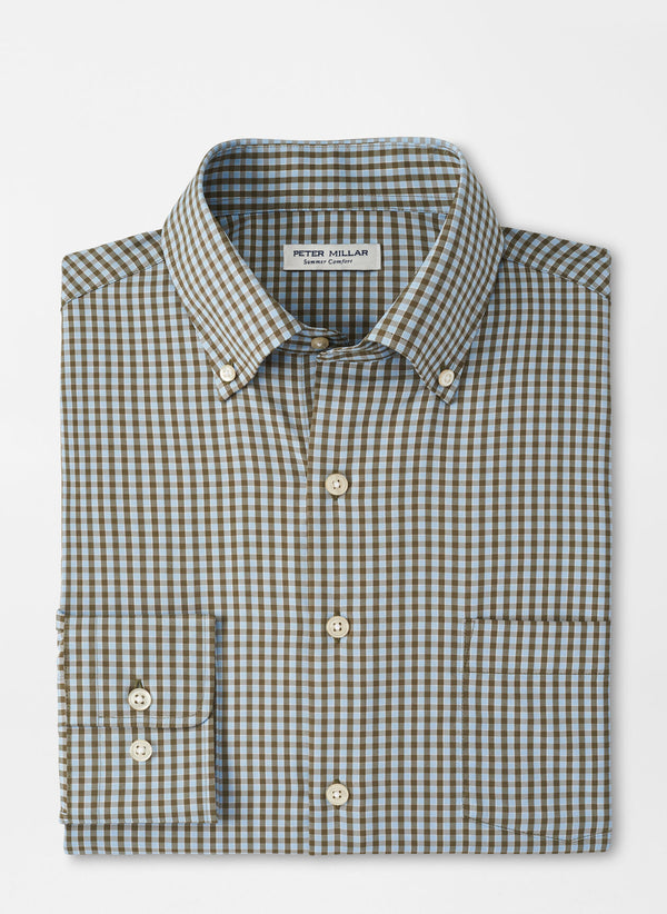 Peter Millar Geary Performance Twill Sport Shirt in Juniper