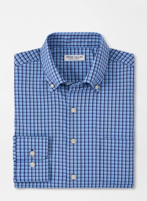 Peter Millar Ashbury Performance Twill Sport Shirt in Sport Navy