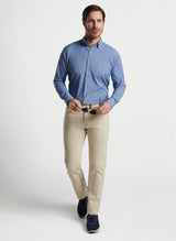 Peter Millar Ashbury Performance Twill Sport Shirt in Sport Navy