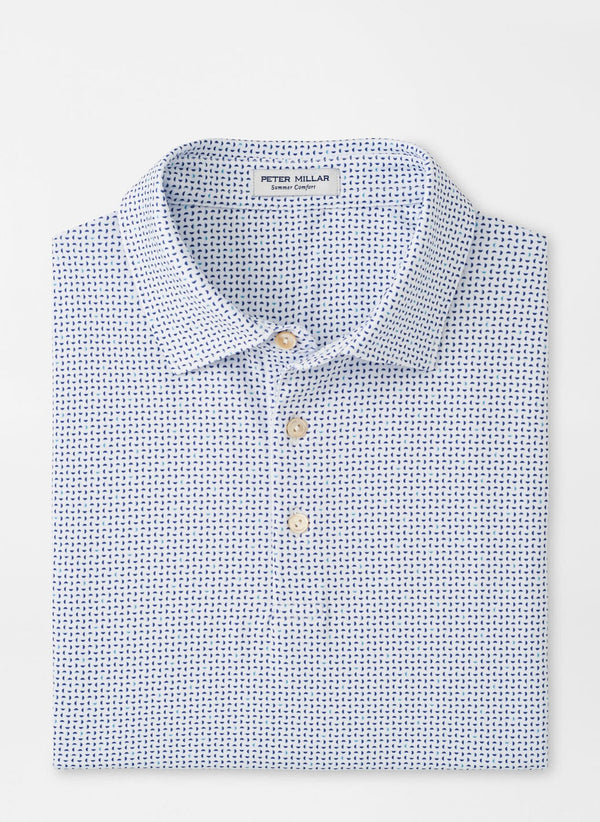 Peter Millar Daybreak Performance Jersey Polo White/Astral Blue