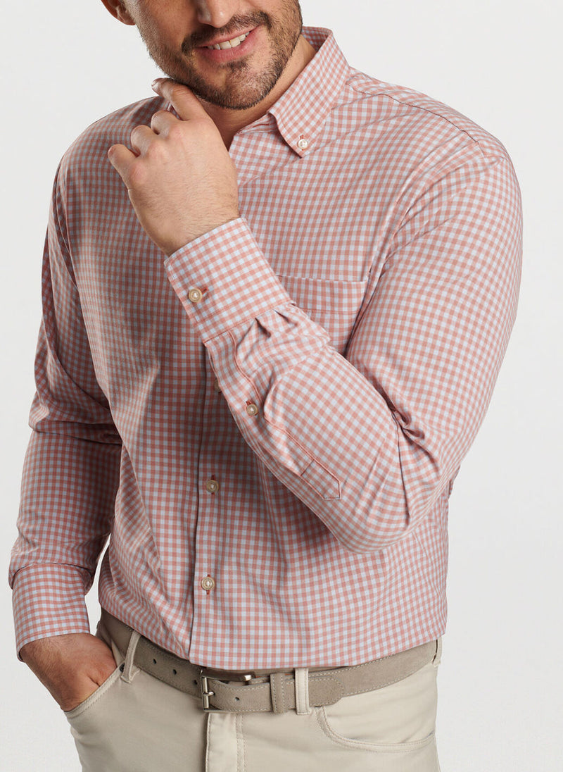 Peter Millar Murray Performance Poplin Shirt Burnt Orange