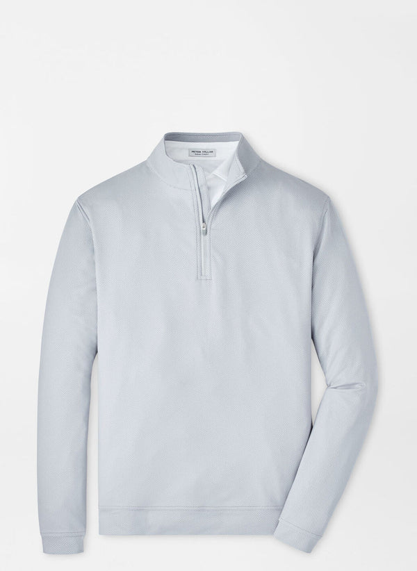 Peter Millar Perth Birdseye Performance Quarter-Zip in Gale Grey