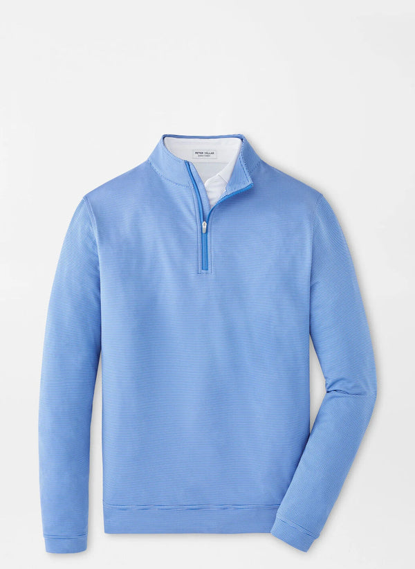 Peter Millar Perth Sugar Stripe Performance Quarter-Zip in Sailor Blue