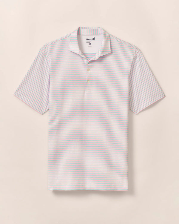 Johnnie-O Performance Jersey Polo - Vik Stripe Porto Pink