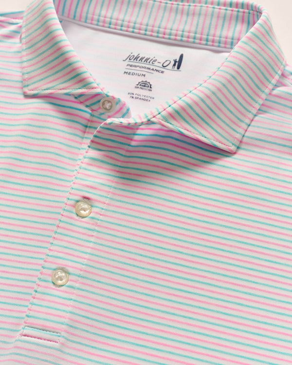 Johnnie-O Performance Jersey Polo - Vik Stripe Porto Pink