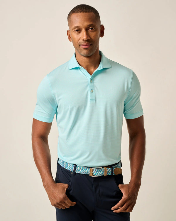 Johnnie-O Lyndon Striped Jersey Performance Polo in Tarpon