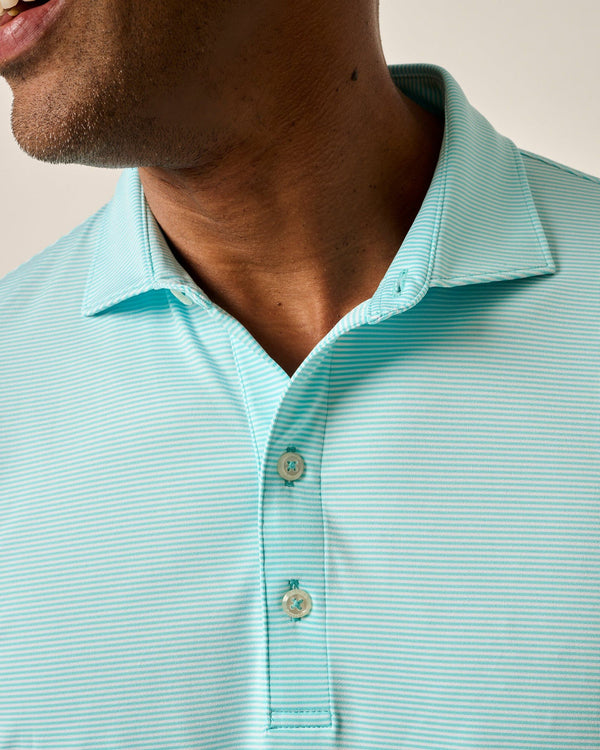 Johnnie-O Lyndon Striped Jersey Performance Polo in Tarpon