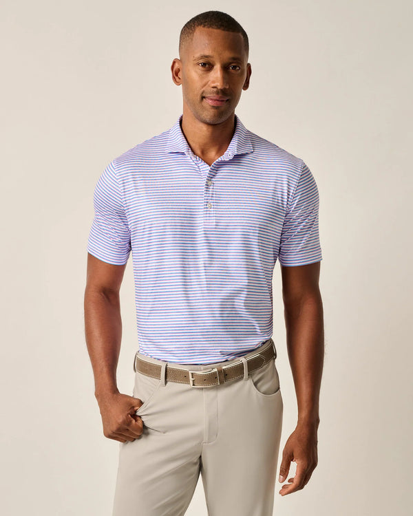 Johnnie-O Featherweight Performance Polo - Warwick Stripe Porto Pink