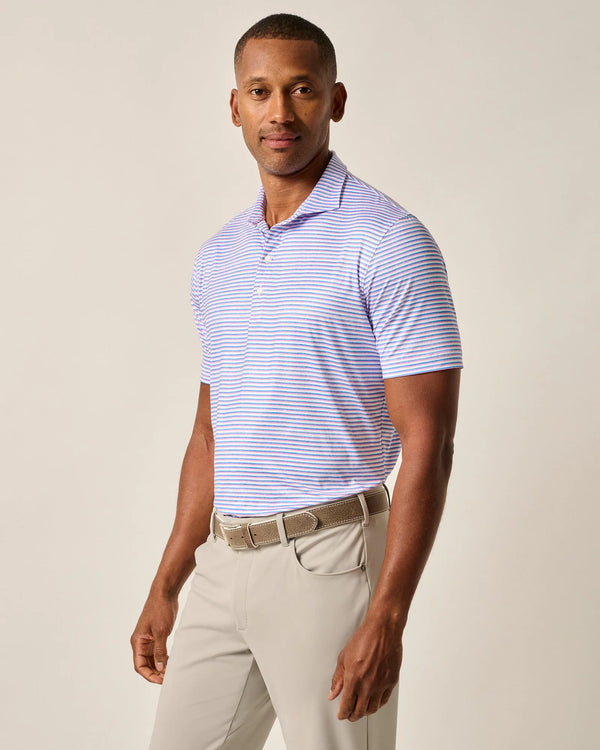 Johnnie-O Featherweight Performance Polo - Warwick Stripe Porto Pink