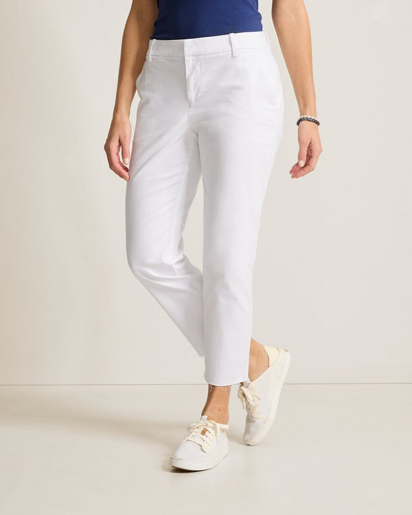 Tommy Bahama Mid-Rise Raw-Edge Cropped Chino Pants White