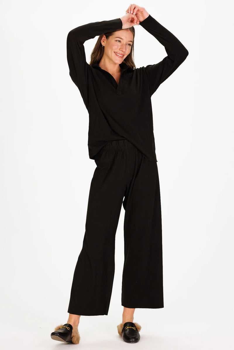 Duffield Lane Cropped Peri Pant Black Supersoft