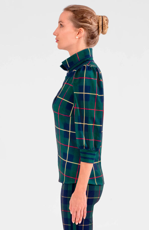 Gretchen Scott Puff Sleeve Top - Plaidly Cooper Green Multi