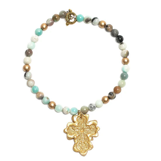 Hidden Truth Amazonite Necklace with Cherrie Cross