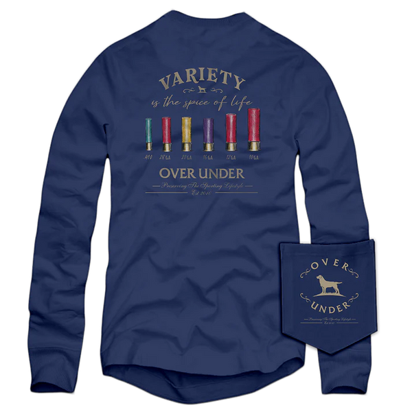 Over Under Long Sleeve Shotgun Variety T-Shirt in Navy