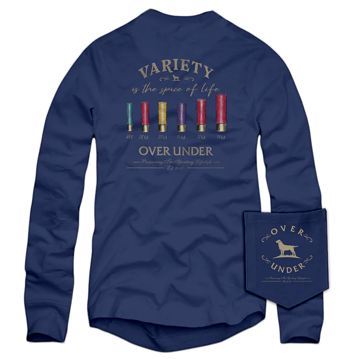 Over Under Long Sleeve Shotgun Variety T-Shirt in Navy