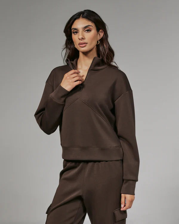 7Diamonds REV™ Crop Quarter-Zip Mocha