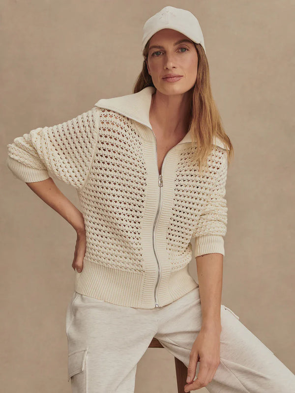 Varley Eloise Zip-Through Knit Egret