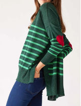 Mersea The Amour Sweater With Heart Patch- Alpine/Clover Stripe