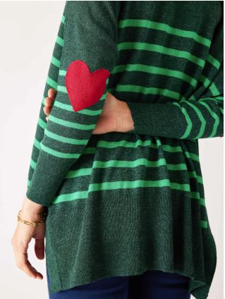 Mersea The Amour Sweater With Heart Patch- Alpine/Clover Stripe