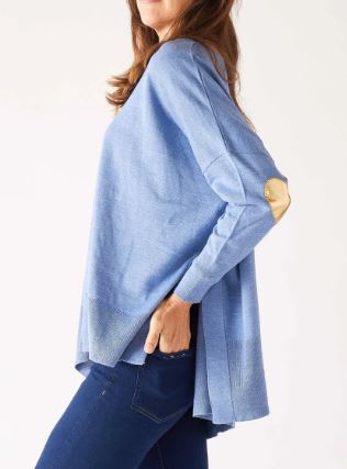 Mersea The Amour Sweater with Heart Patch- Saltwater Blue/Heart of Gold