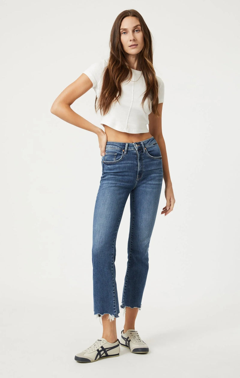 Mavi Anika Cropped Flare Jeans Mid Flex Blue