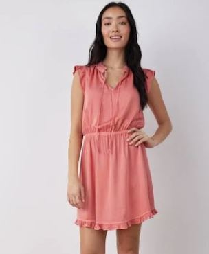 Bella Dahl Ruffle Sleeve Tencel Mini Dress - Blossom Pink