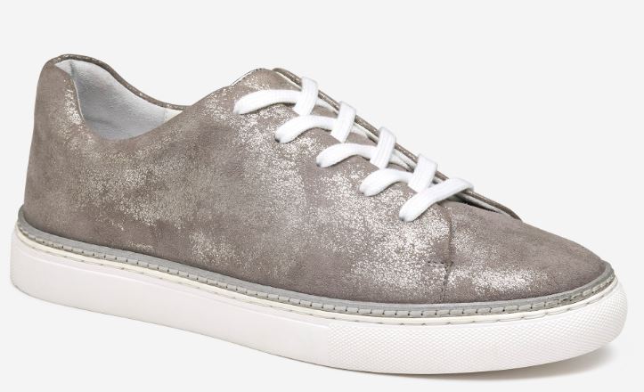 Johnston & Murphy Callie Lace-To-Toe Silver Metallic Italian Suede ...