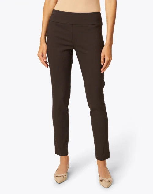 Elliott Lauren Control Stretch Pull-On Ankle Pants with Back Slit Chocolate