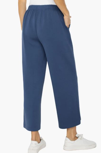 Liverpool Cloud 9 Crop Pull On Wide Leg Pant Prussian Blue