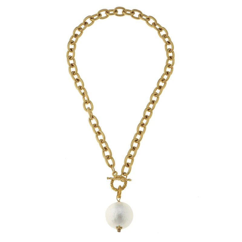 Susan Shaw Cotton Pearl Toggle Necklace Gold