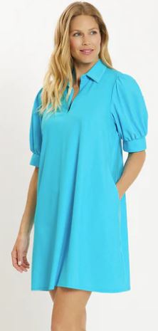 Jude Connally Emerson Dress Lightweight Jude Cloth Aqua