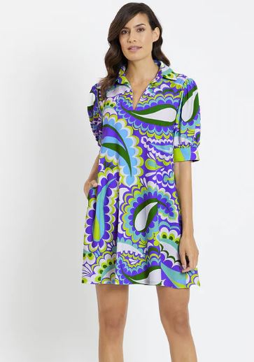 Jude Connally Emerson Dress Lightweight Jude Cloth Mod Paisley Iris