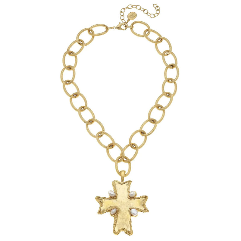 Susan Shaw Esther Cross Necklace Gold