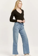 Dear John Fiona Super High Rise Wide Leg Jeans Artic Denim