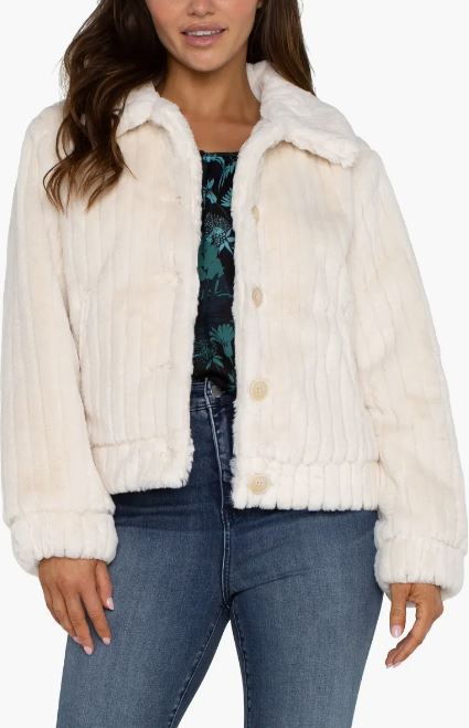 Liverpool Fur Trucker Jacket Cream