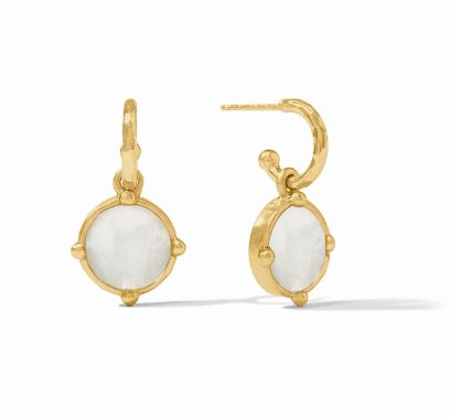 Julie Vos Honeybee Hoop & Charm Earring Mother of Pearl