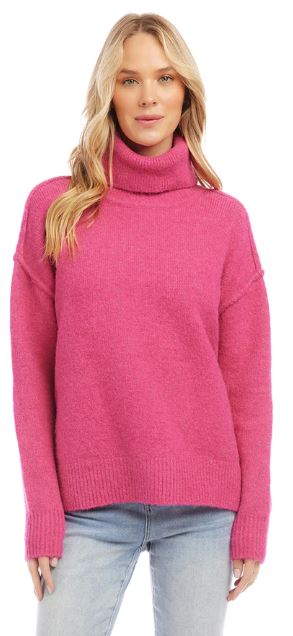 Karen Kane Turtleneck Sweater Hot Pink