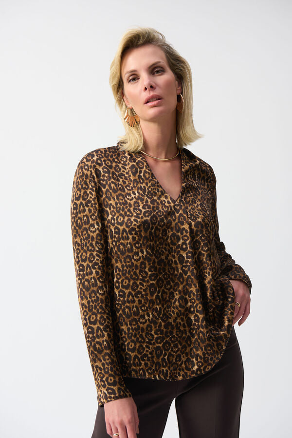 Joseph Ribkoff V-neck Animal Print Top Style 244253