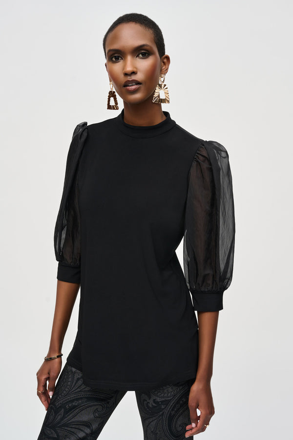 Joseph Ribkoff High Neck Minimalist Blouse Style 243257 Black