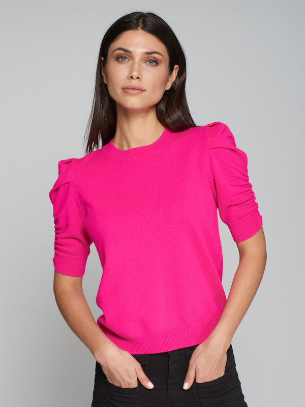 Vilagallo Knitwear Puffed Sleeve Sweater Pink