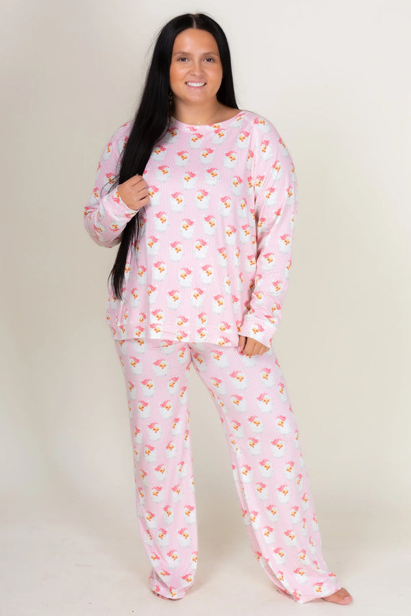 Mary Square Annie Pajama Pant Set Pink Santa Baby